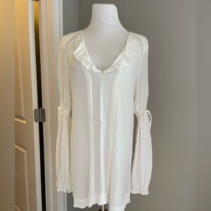 Free People Cream Top w/ Ruffle Details Swim Cover Up Tunic S